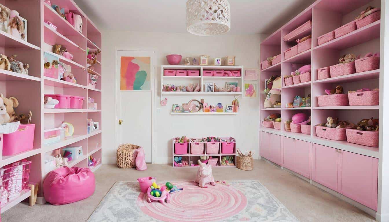 Organized pink playroom