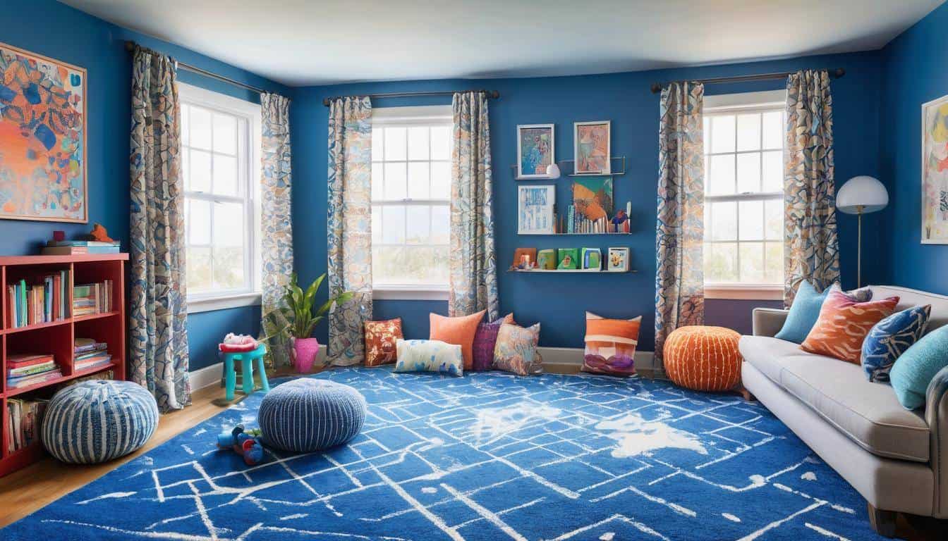 Patterned blue playroom