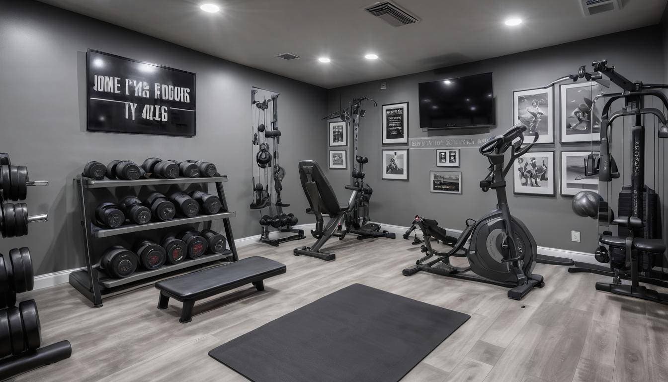 Personalized grey home gym