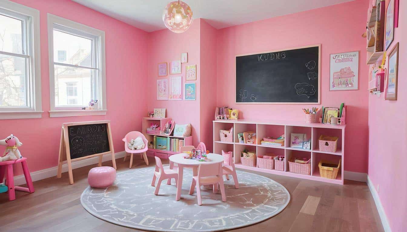 Pink playroom for kids