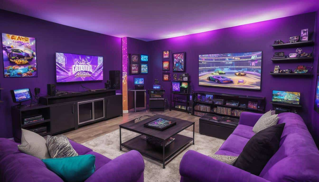 Purple game room setup