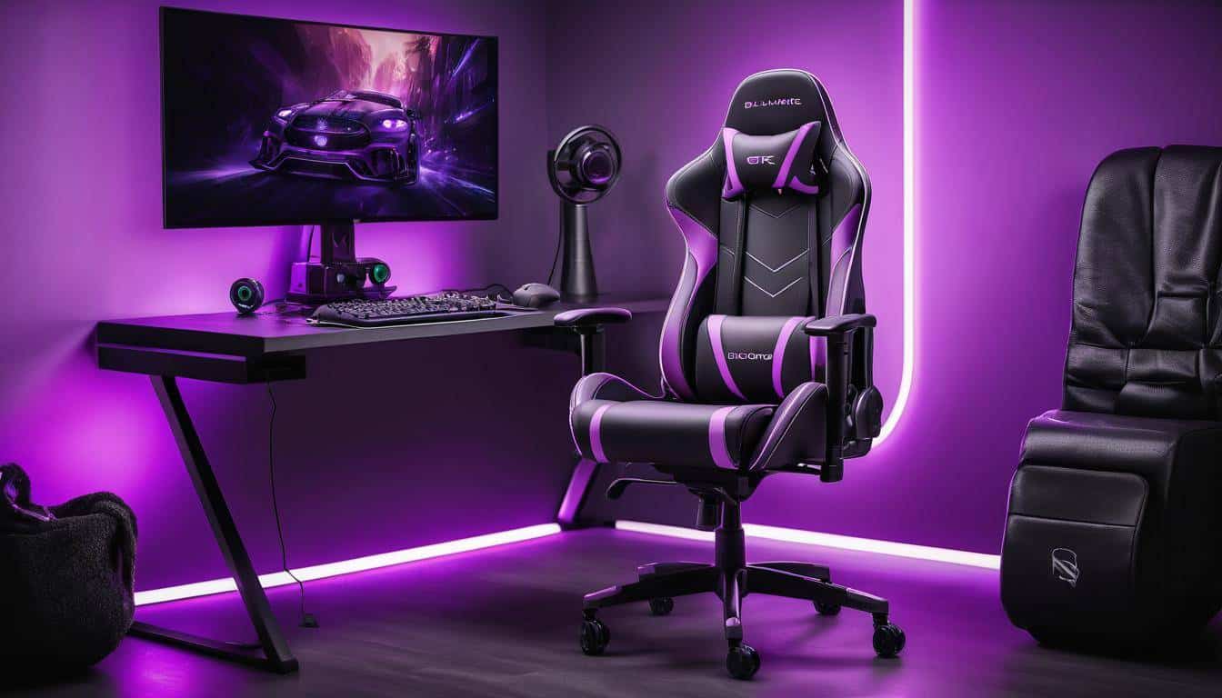 Purple-themed gaming chair