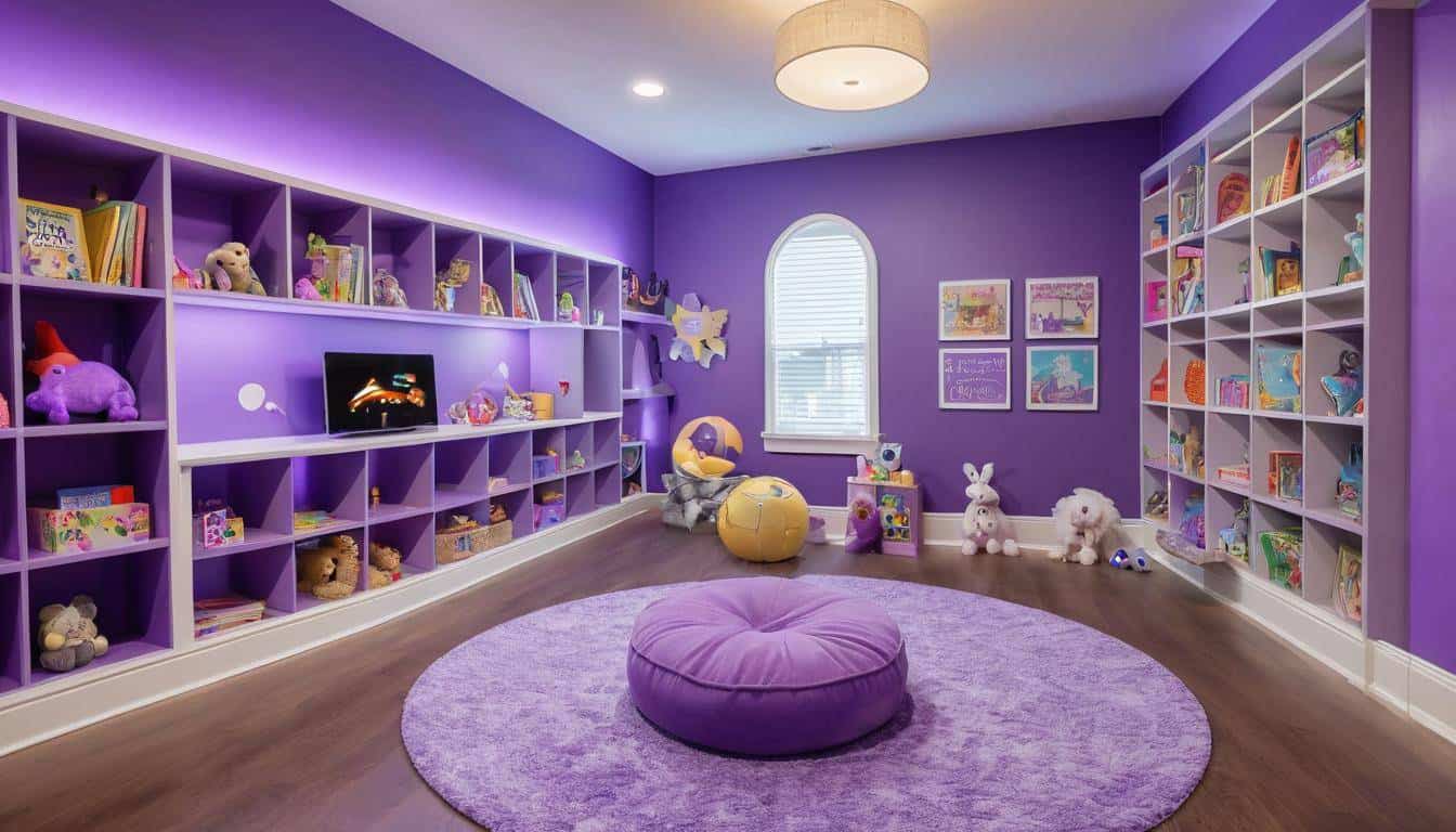 Purple-themed playroom design