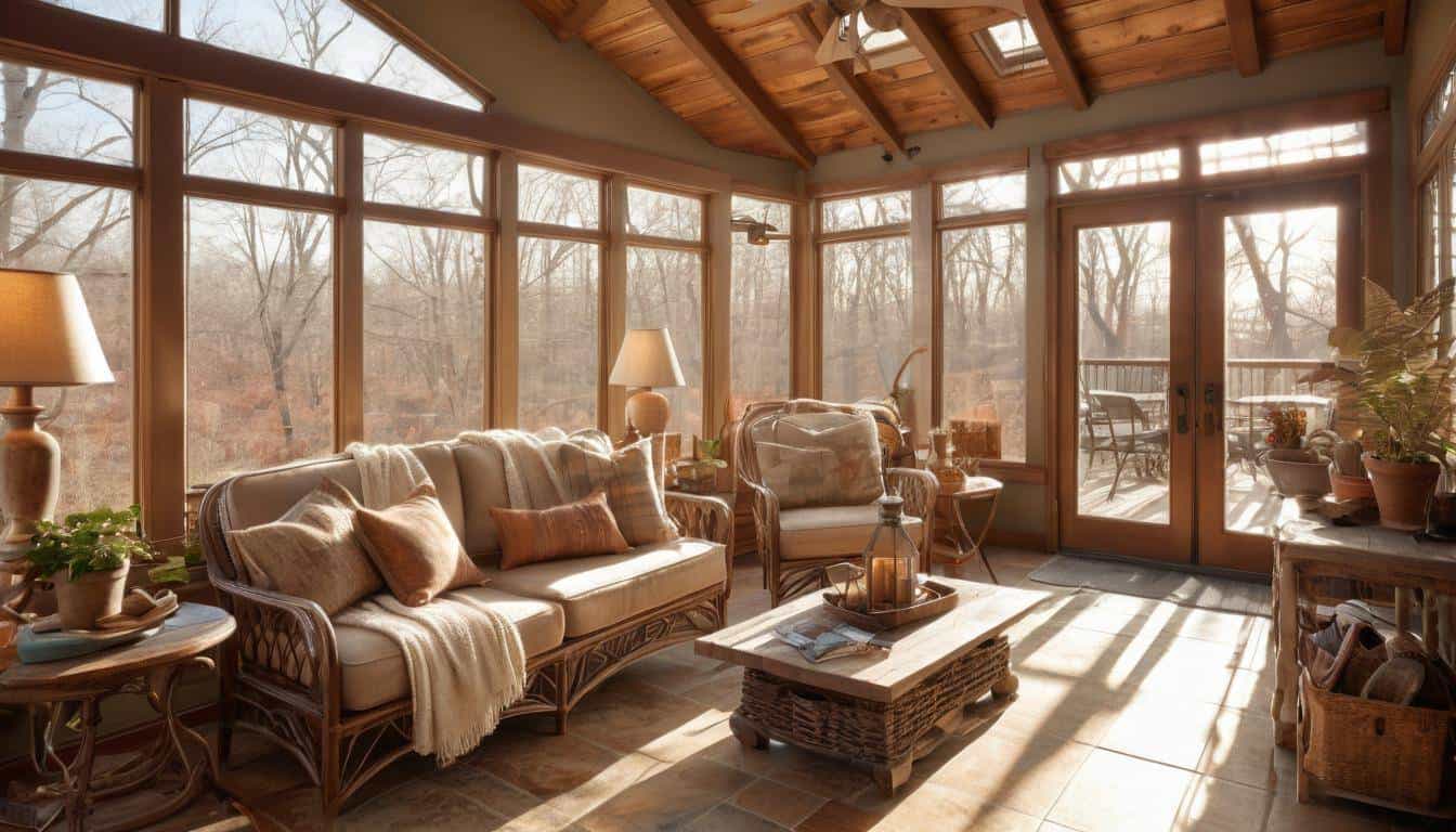 Reflective rustic sunroom