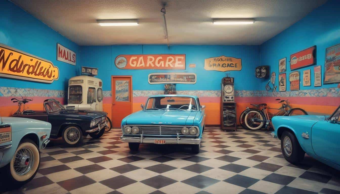 Retro-themed garage art