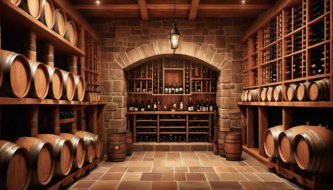 Rustic cedar wine cellar