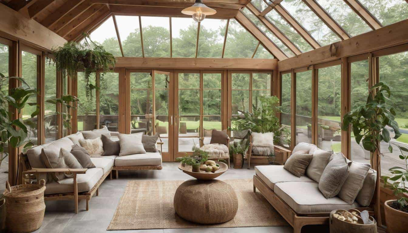 Rustic sunroom indoor-outdoor design