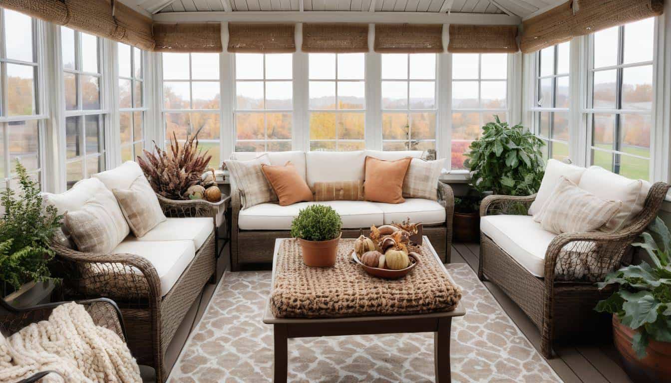 Seasonal sunroom decor transition