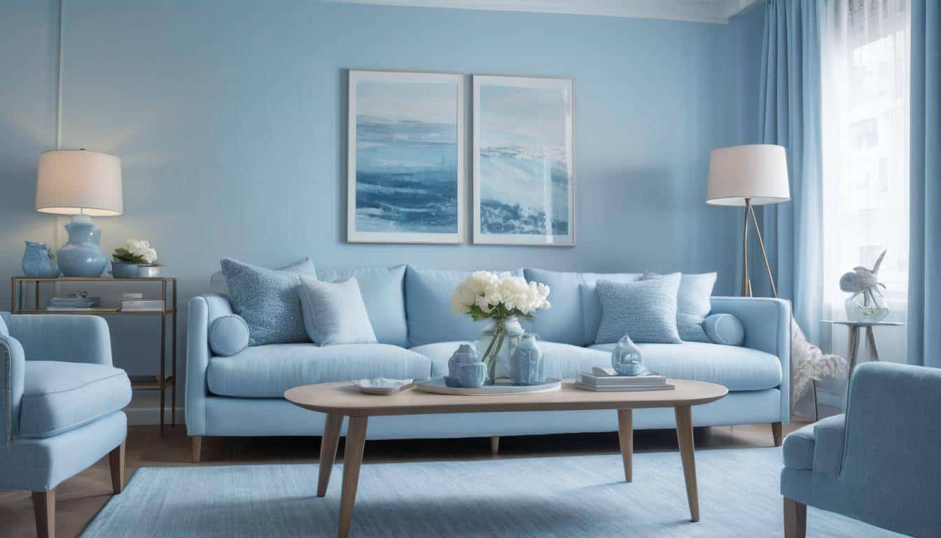 Serene blue room interior