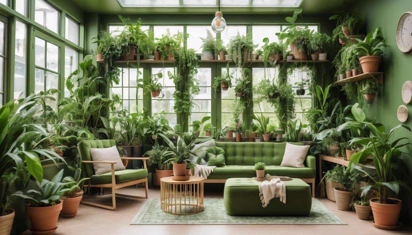 Serene green sunroom design