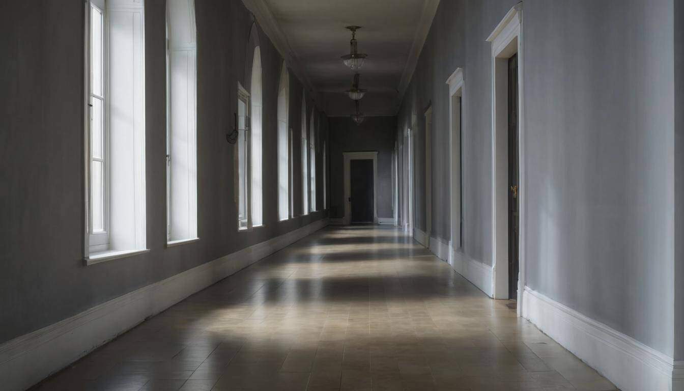 Serene grey hallway