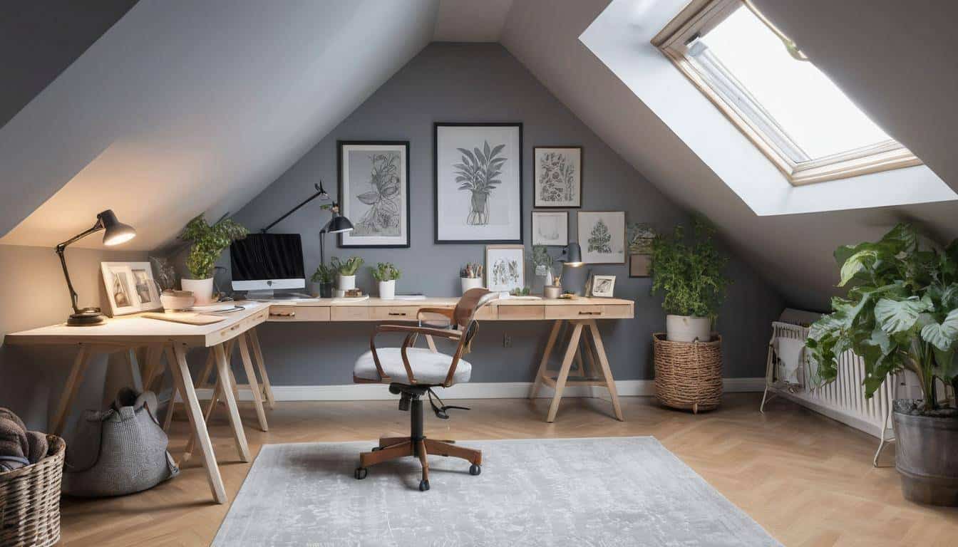 Serene grey home office