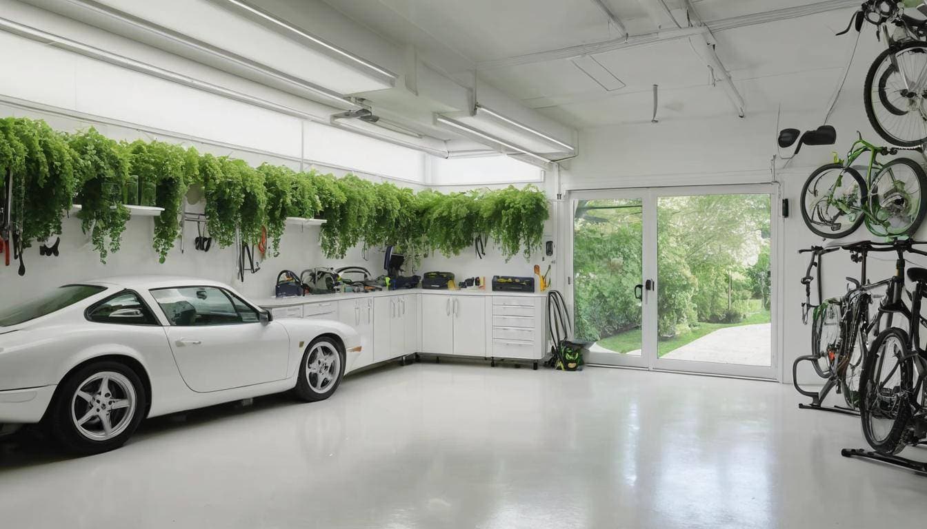 Serene white garage