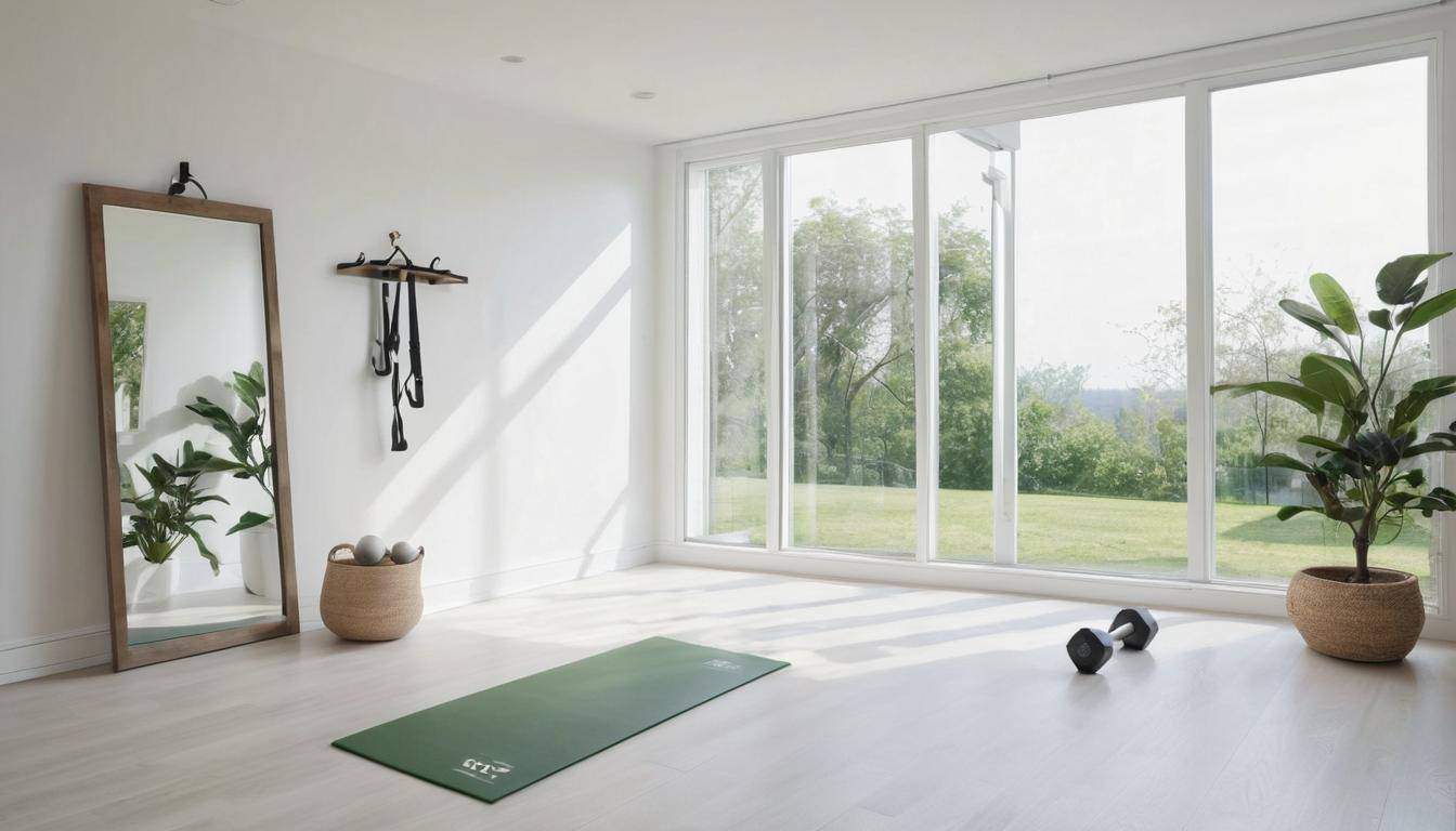 Serene white home gym