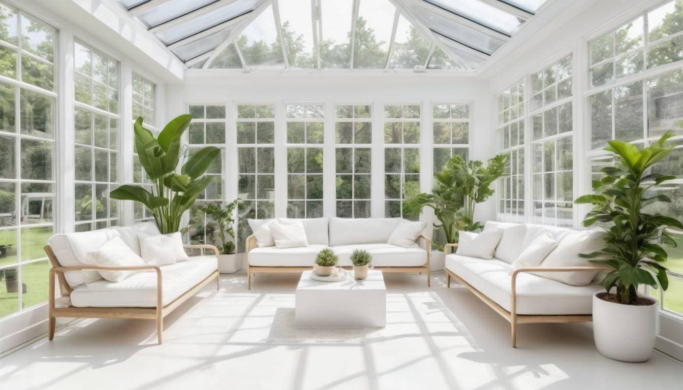 Serene white sunroom