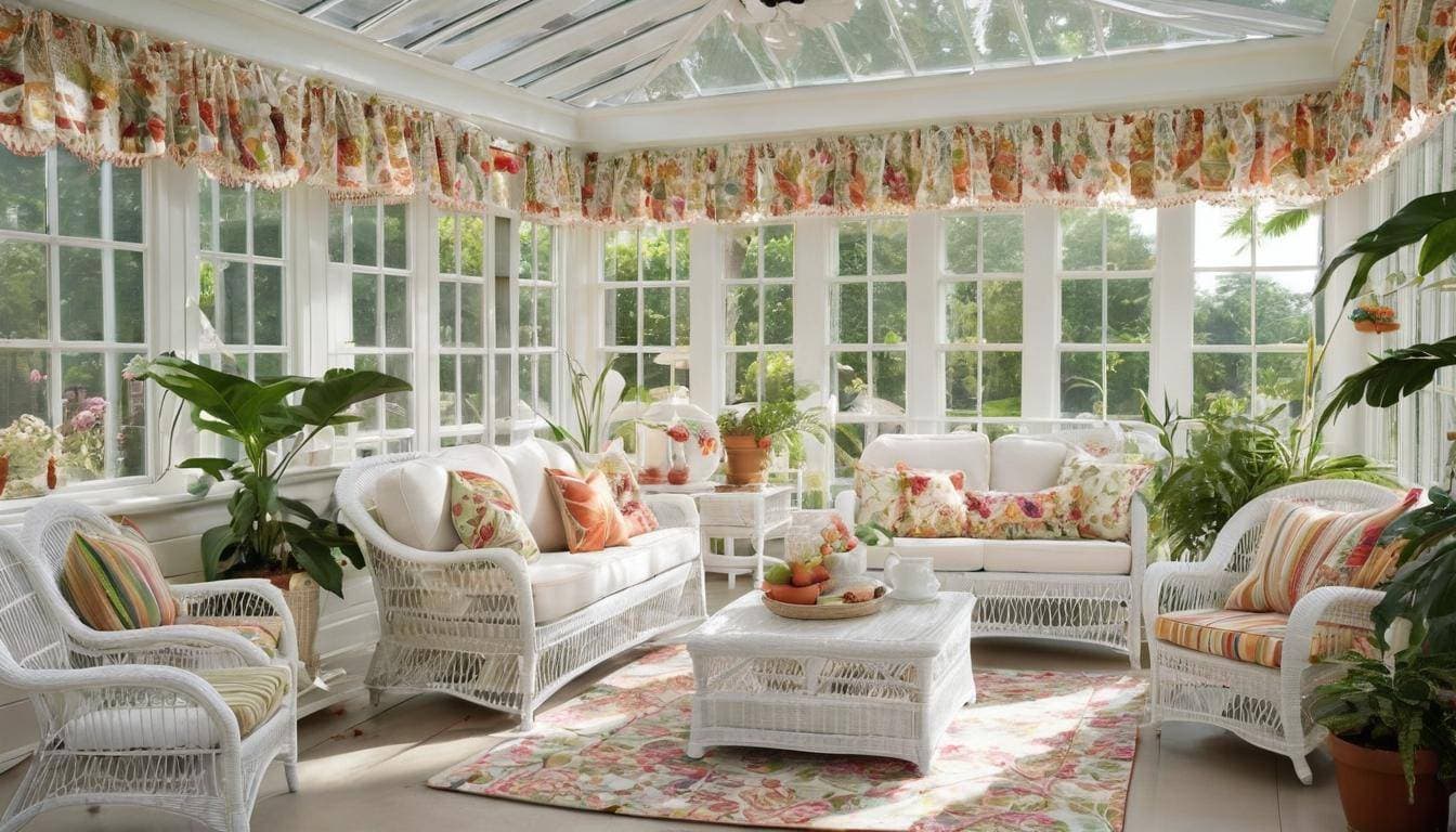 Serene white sunroom