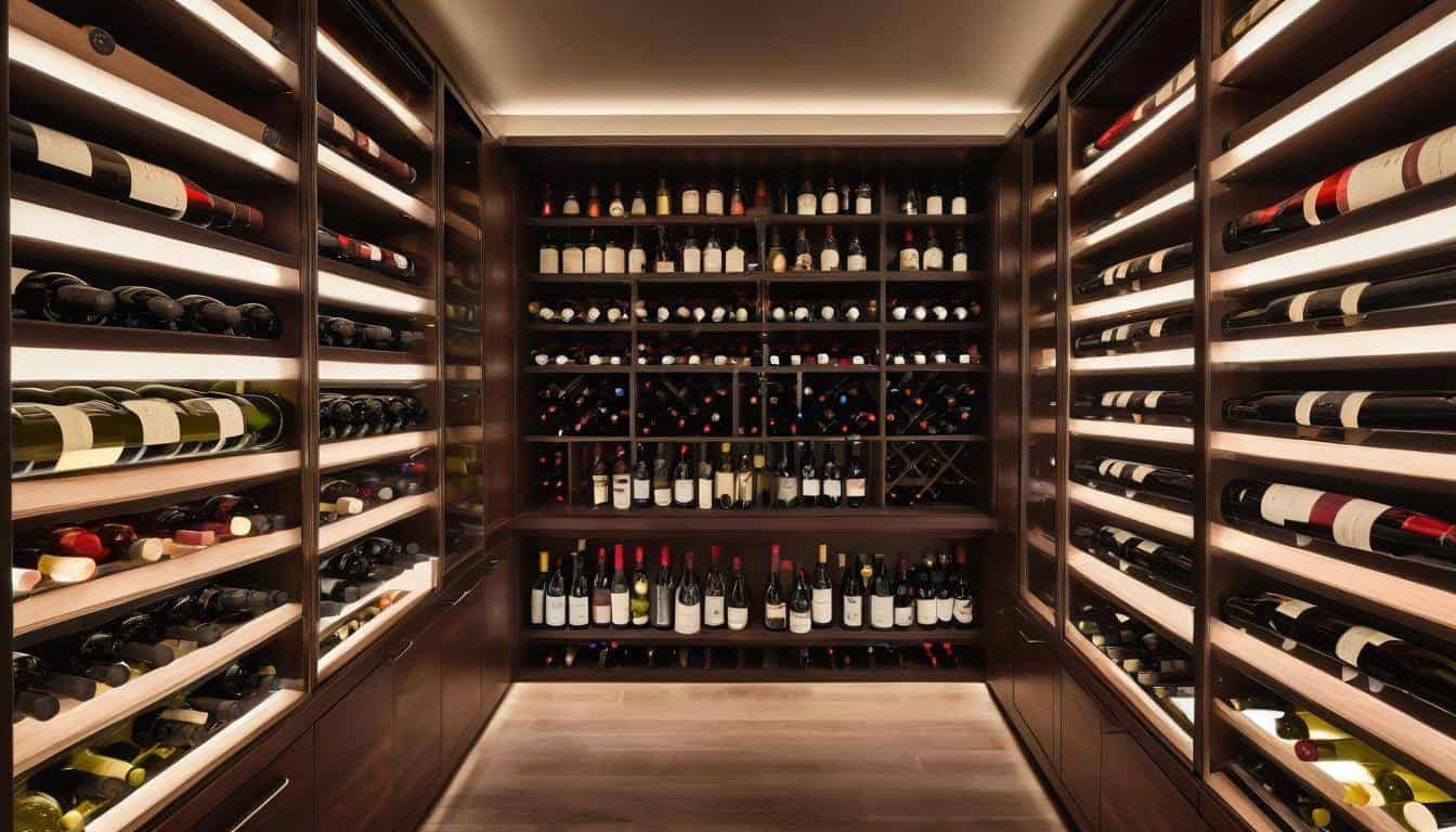 Sleek beige wine cellar