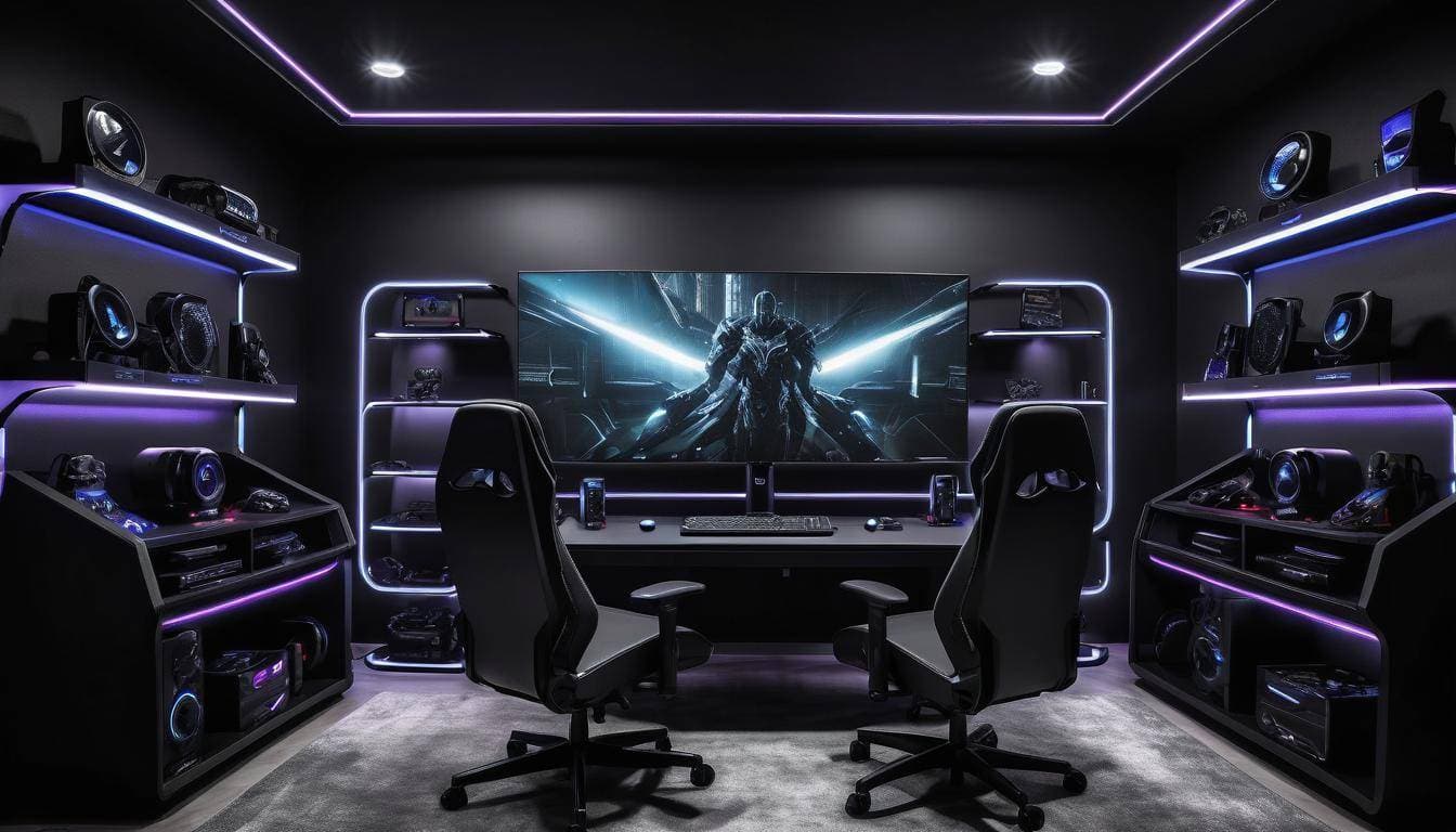 Sleek black gaming setup