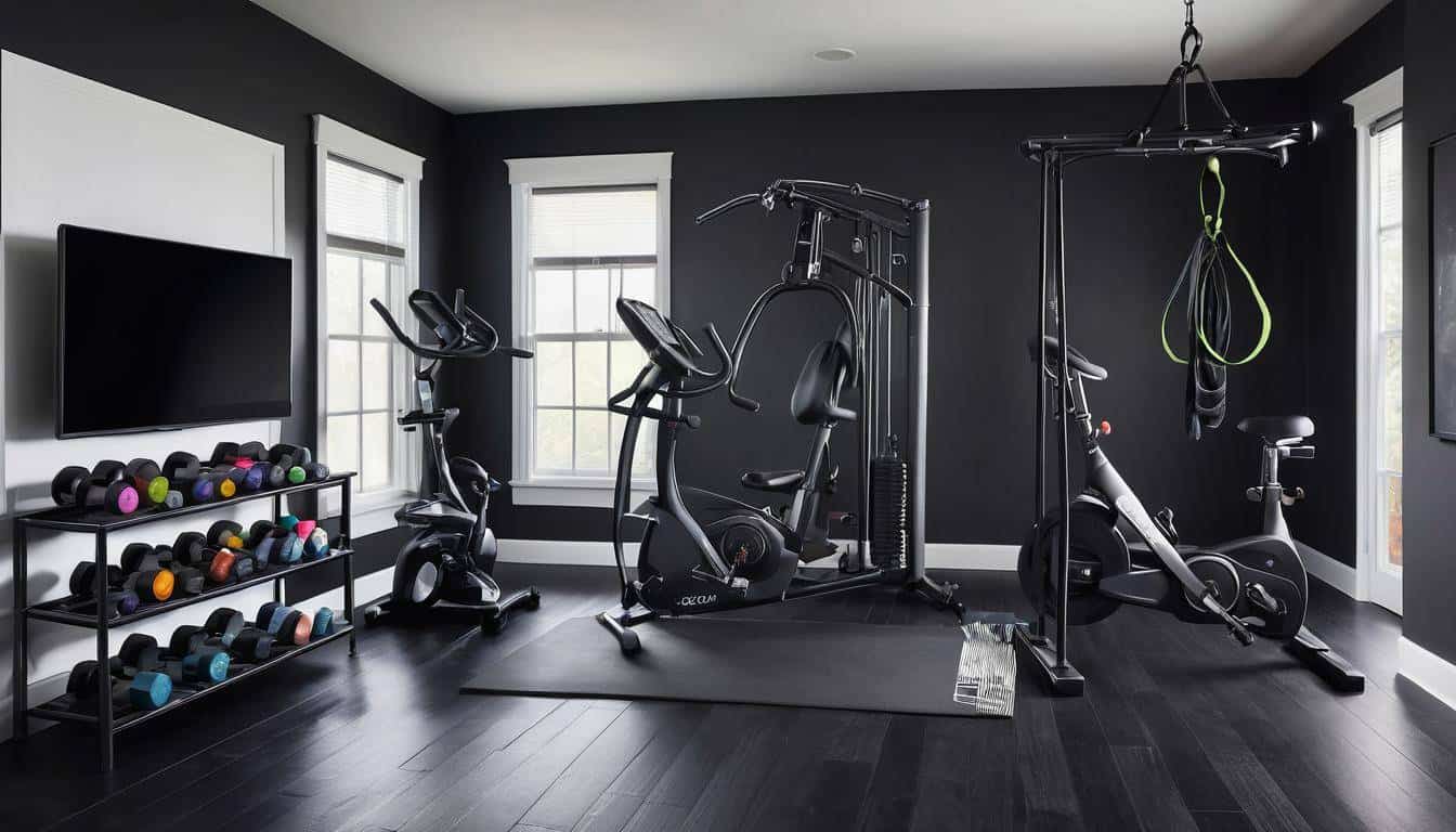 Sleek black home gym