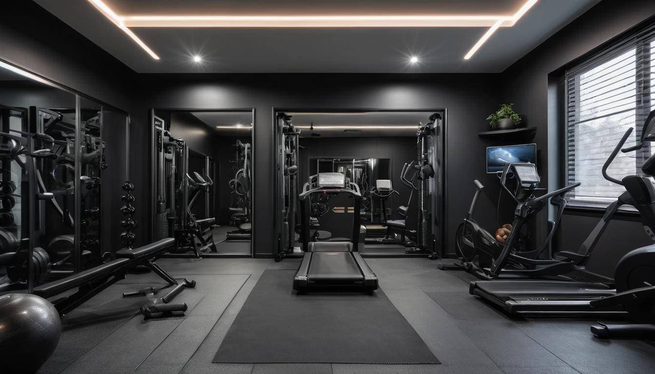 Sleek black home gym