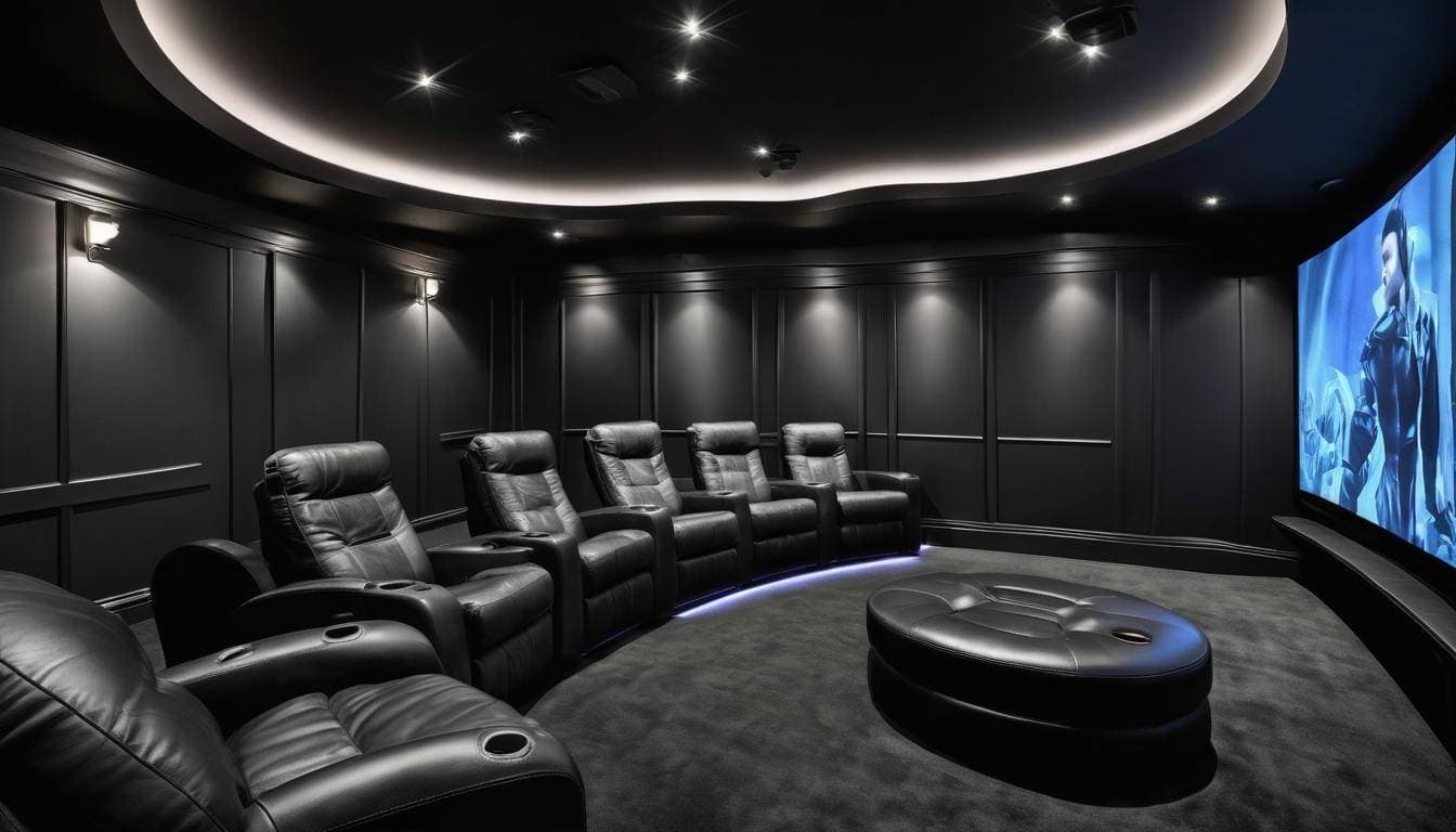 Sleek black home theater