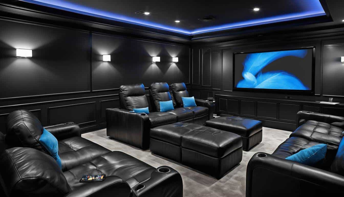 Sleek black home theater