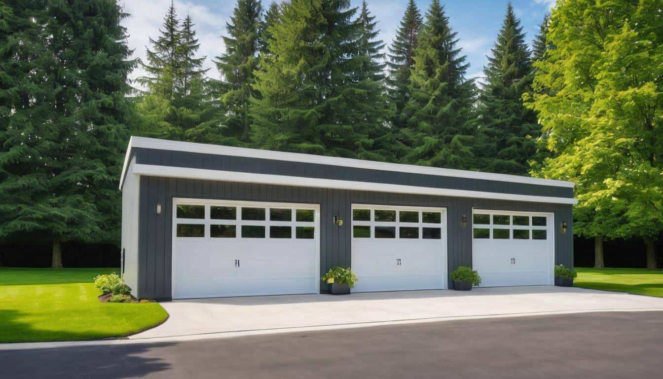 Sleek gray garage in nature