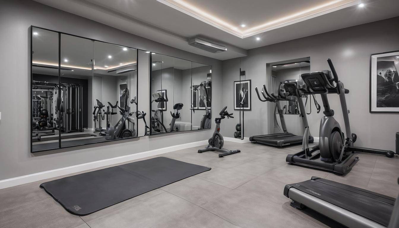 Sleek grey home gym