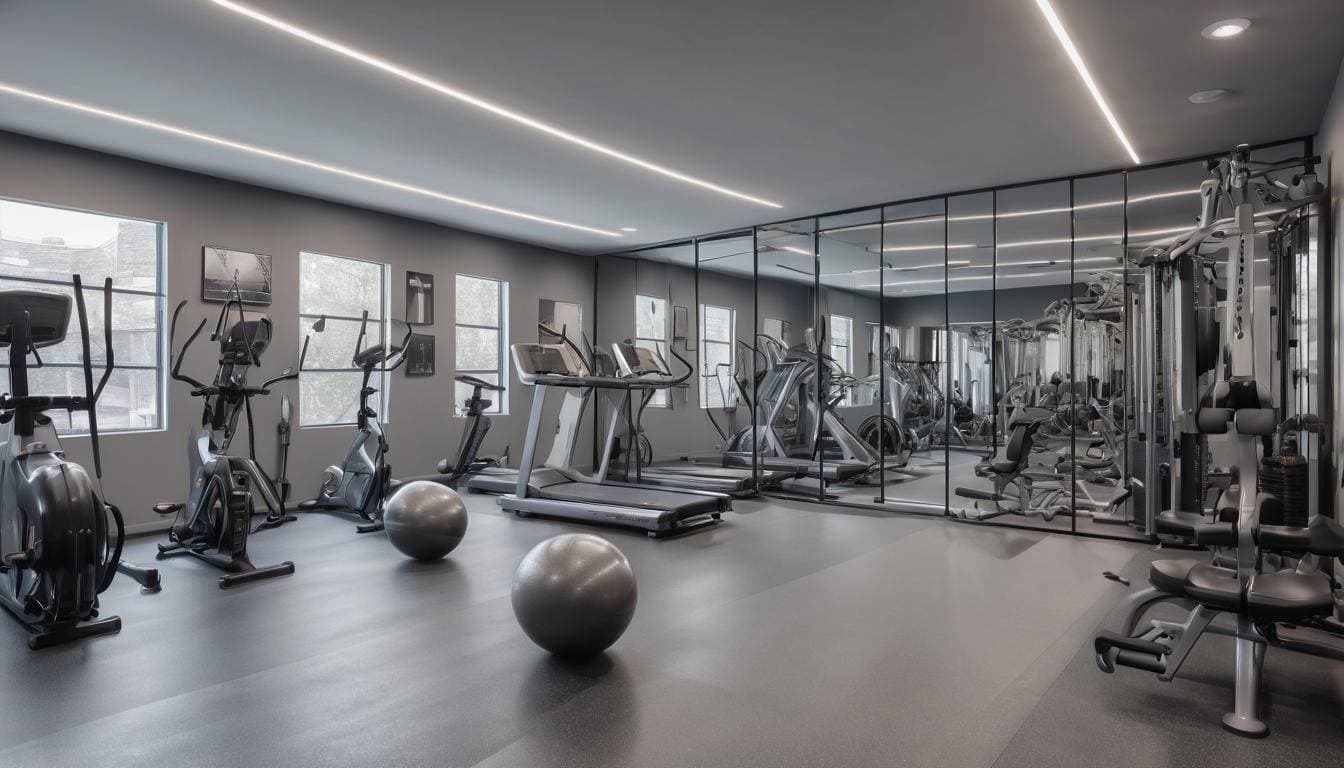 Sleek grey workout space