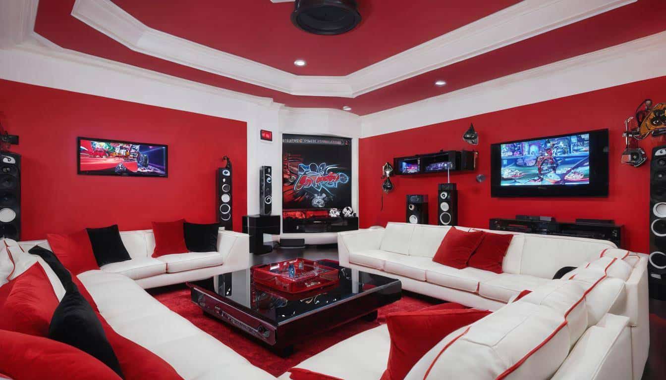 Sleek red game room