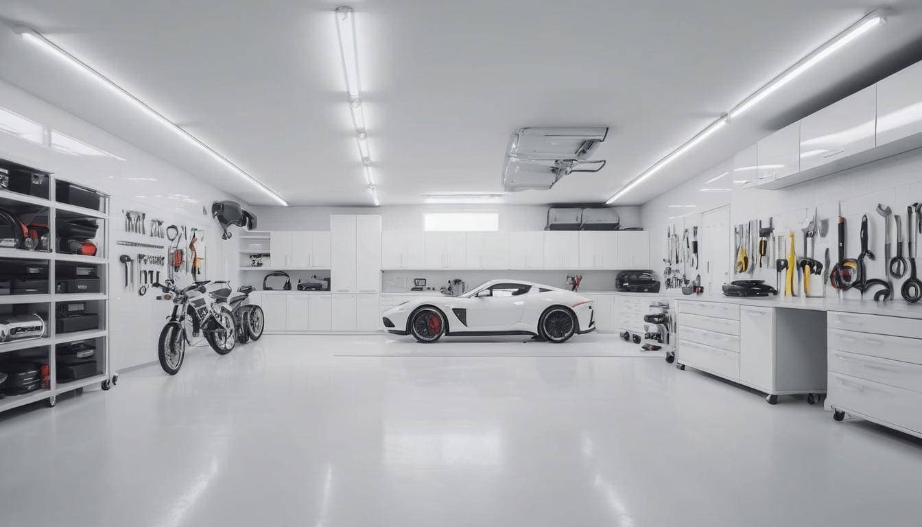 Sleek white garage interior