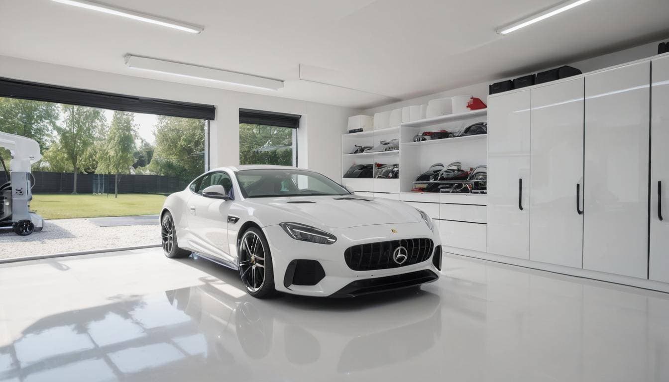 Sleek white garage