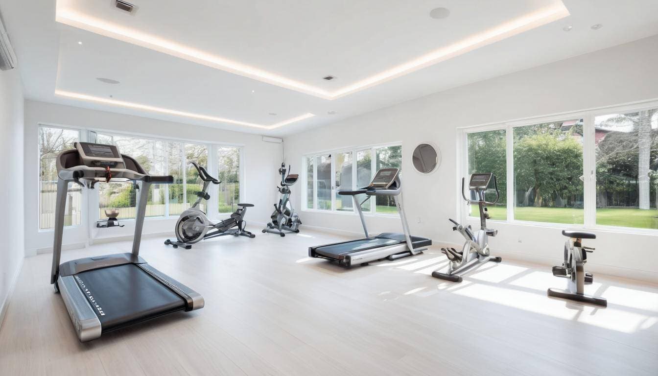 Sleek white home gym