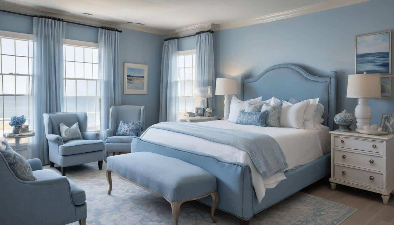 Soothing blue guest room