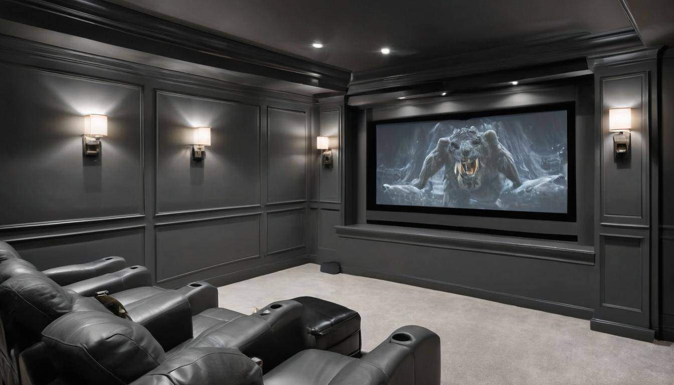 Sophisticated charcoal gray home theater