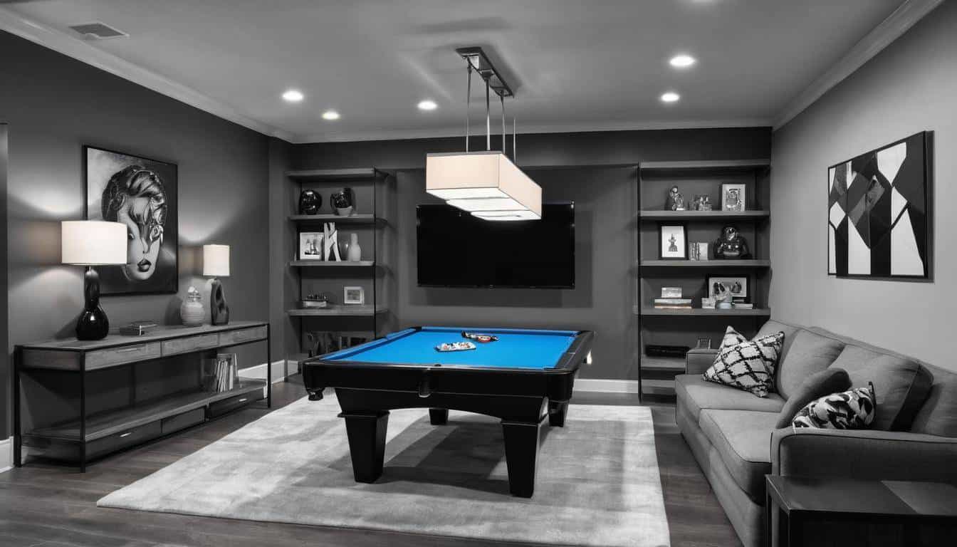 Sophisticated grey game room