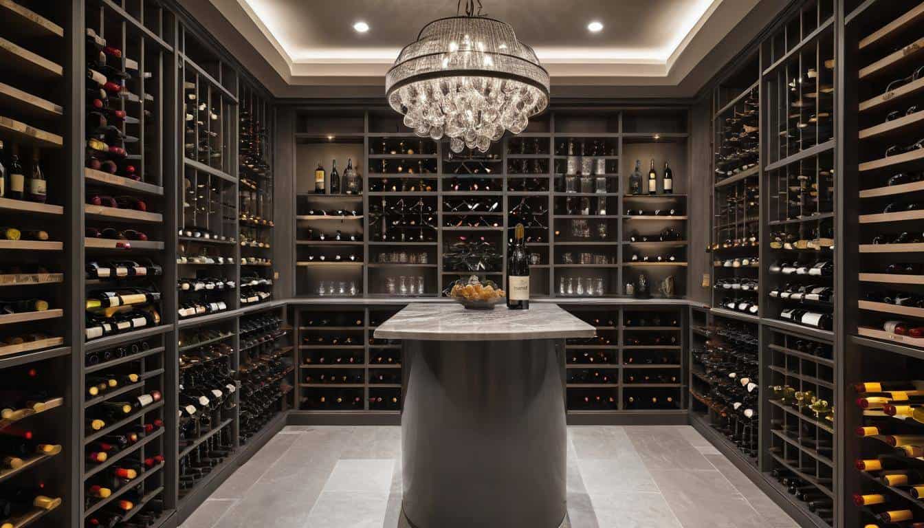 Sophisticated grey wine cellar design