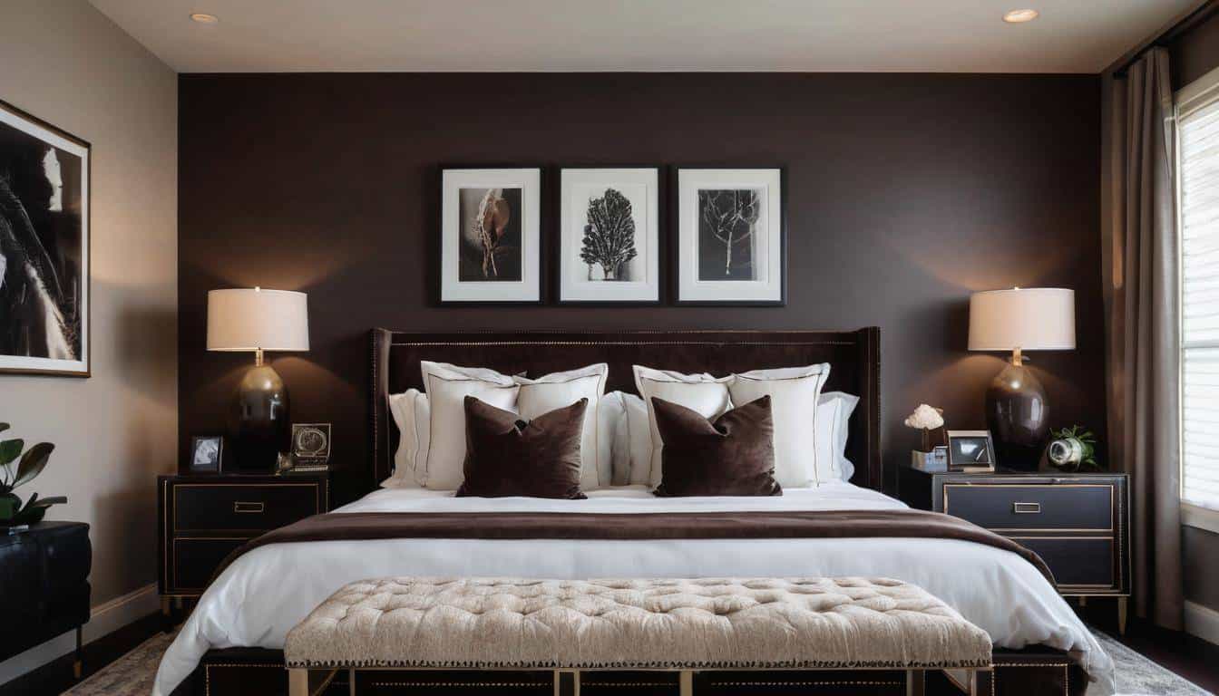 Sophisticated guest room with chocolate theme