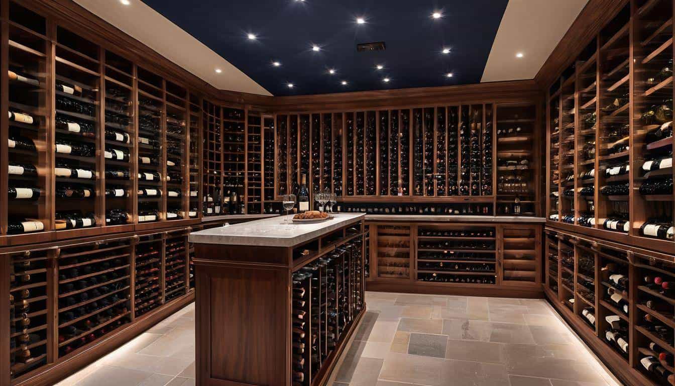 Sophisticated navy blue wine cellar