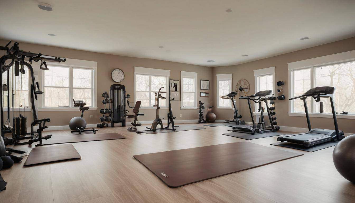 Spacious home gym setting