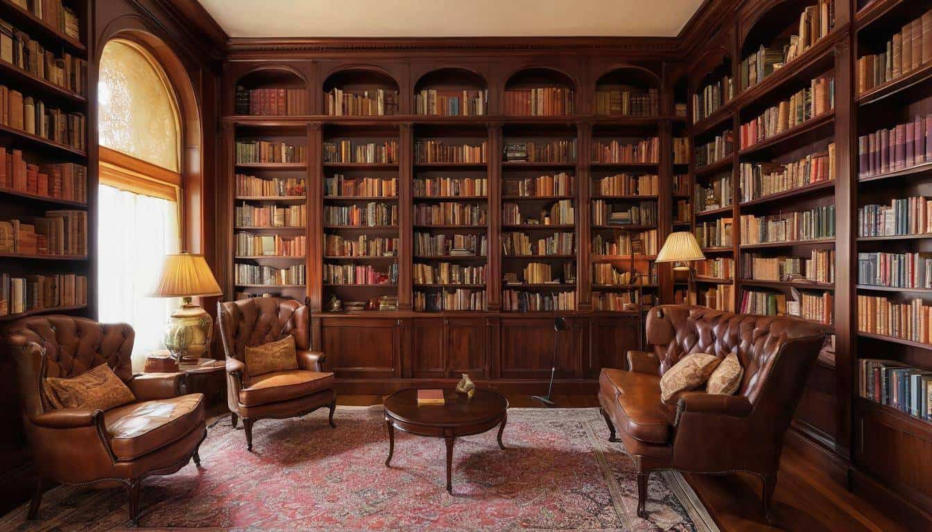 Stunning wooden home library