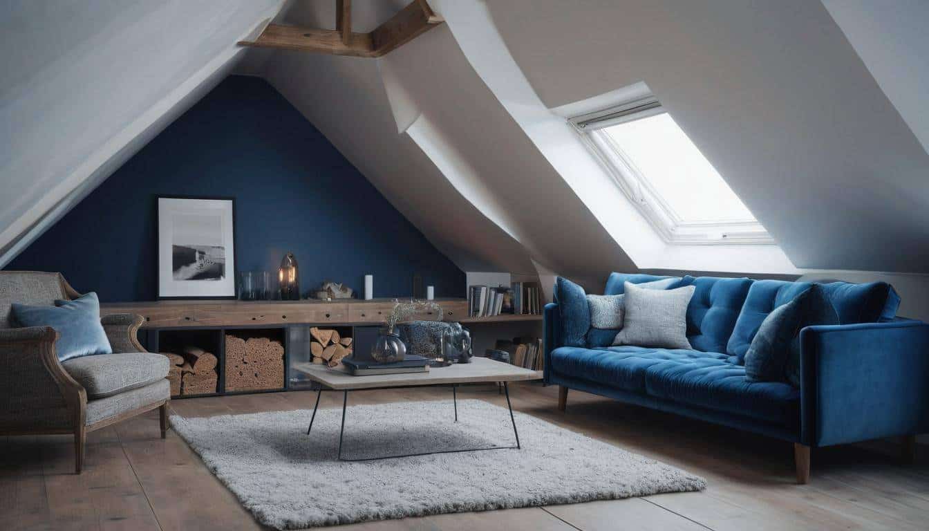 Stylish attic sofa setup