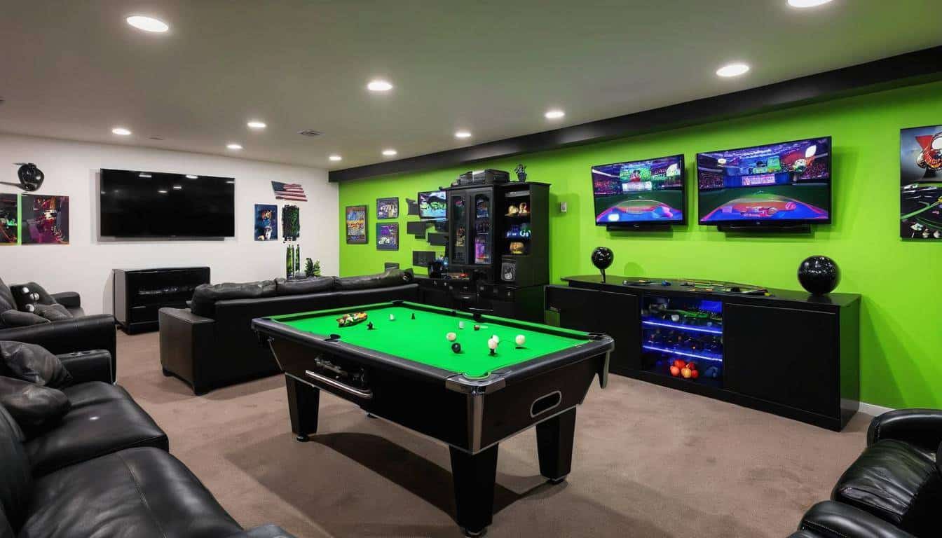 Stylish black game room