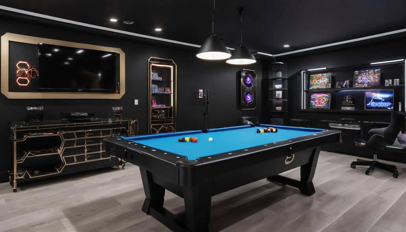 Stylish black game room