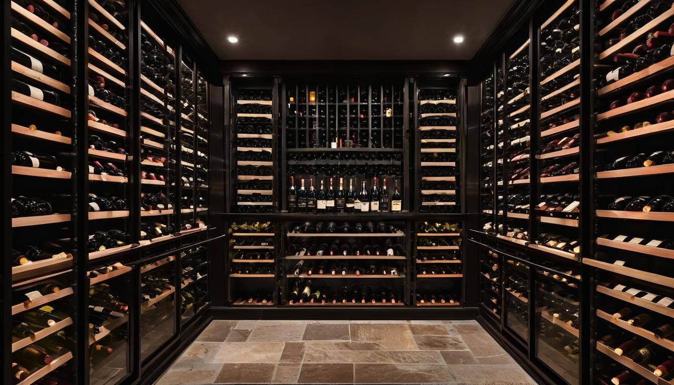 Stylish black wine cellar