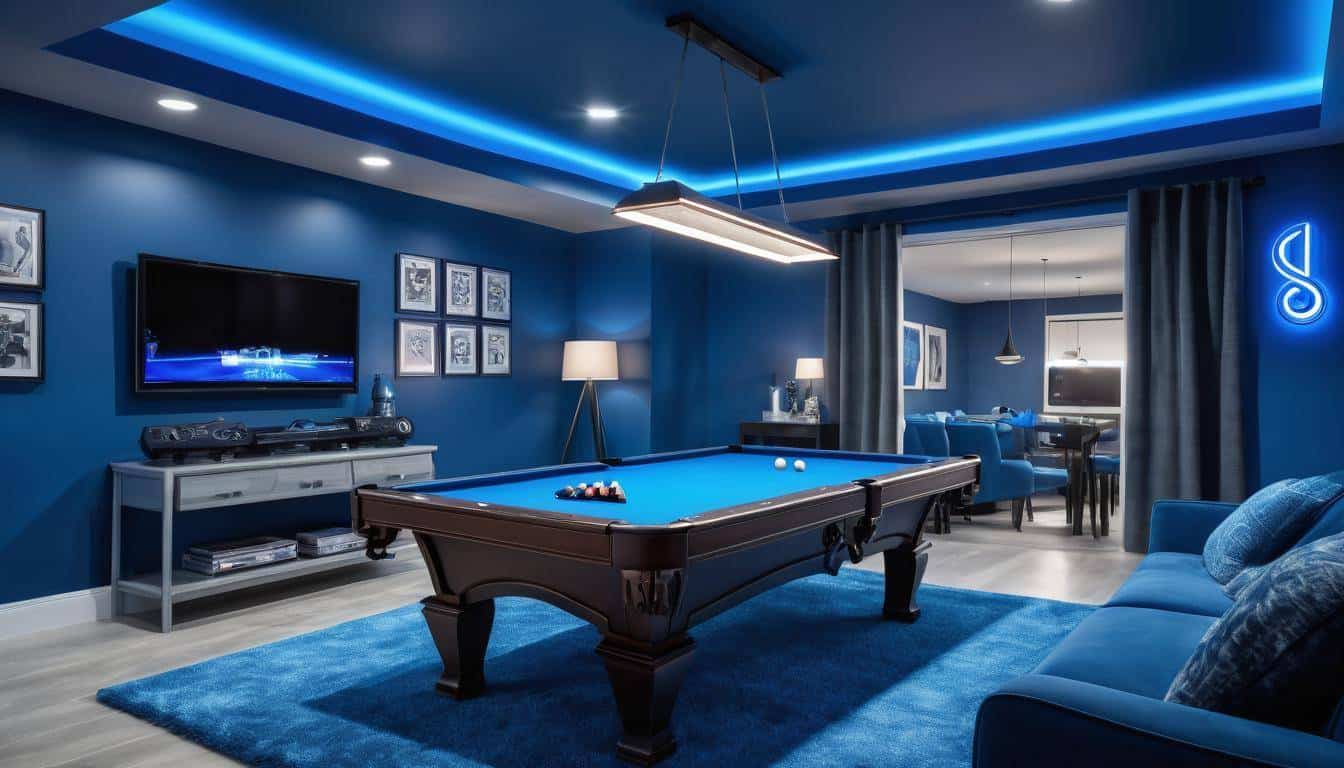 Stylish blue game room