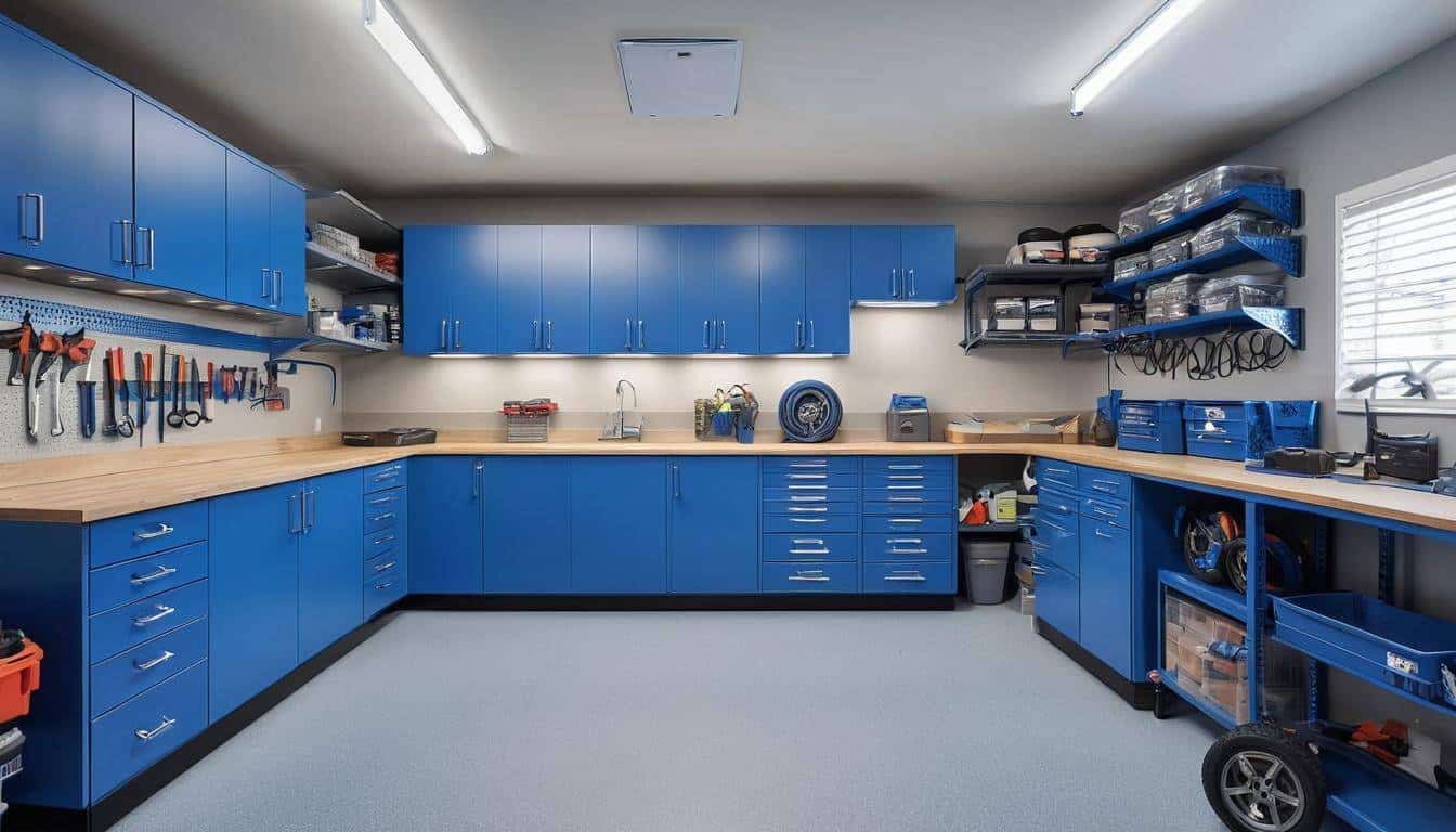 Stylish blue-toned garage
