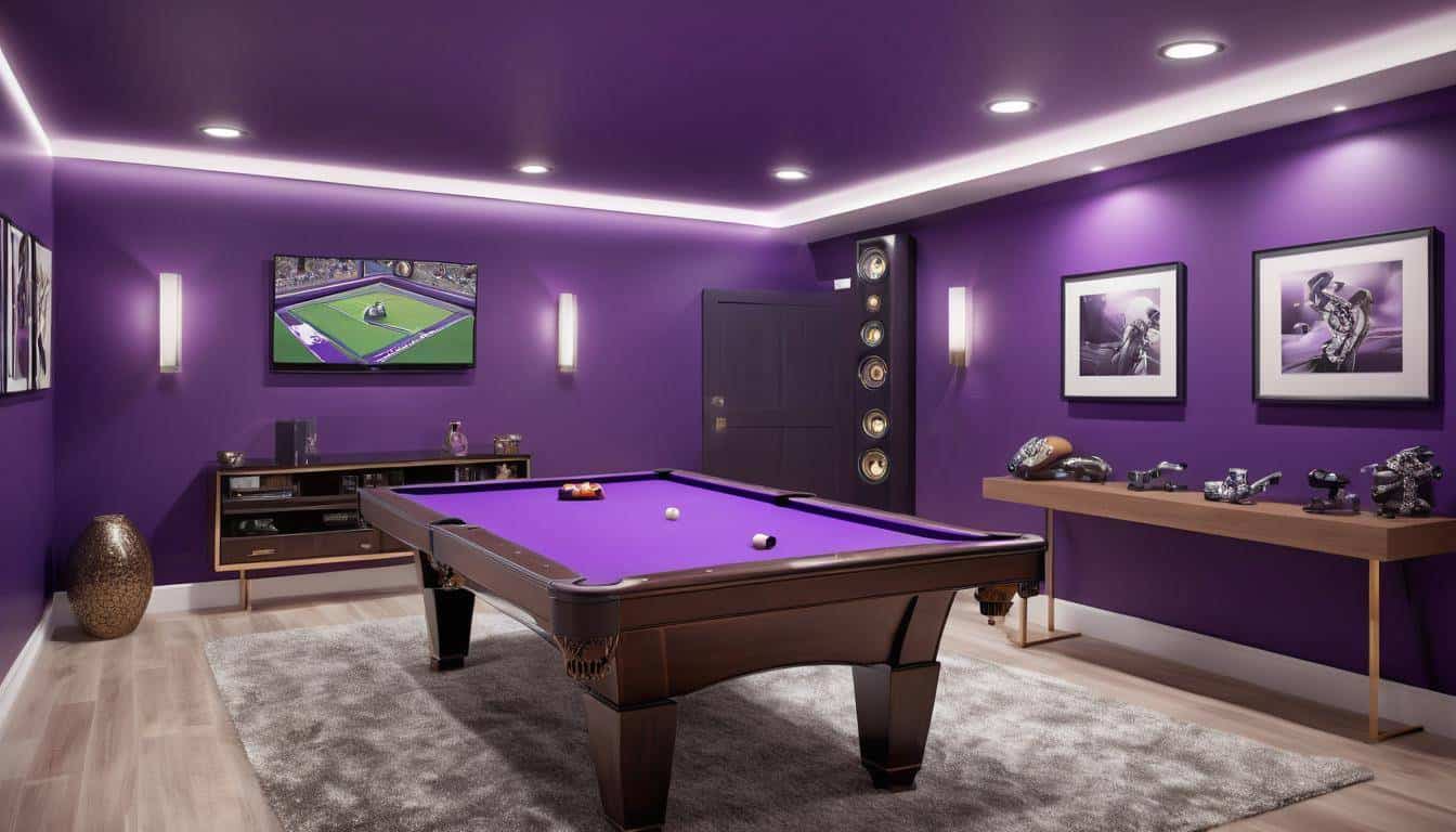 Stylish game room purple accent