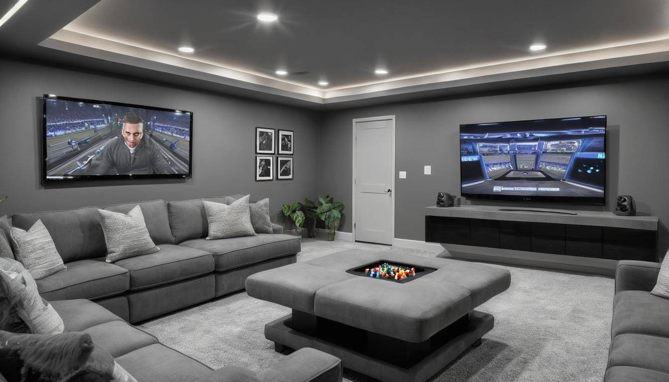 Stylish gray game room