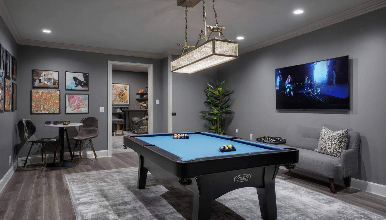 Stylish grey game room